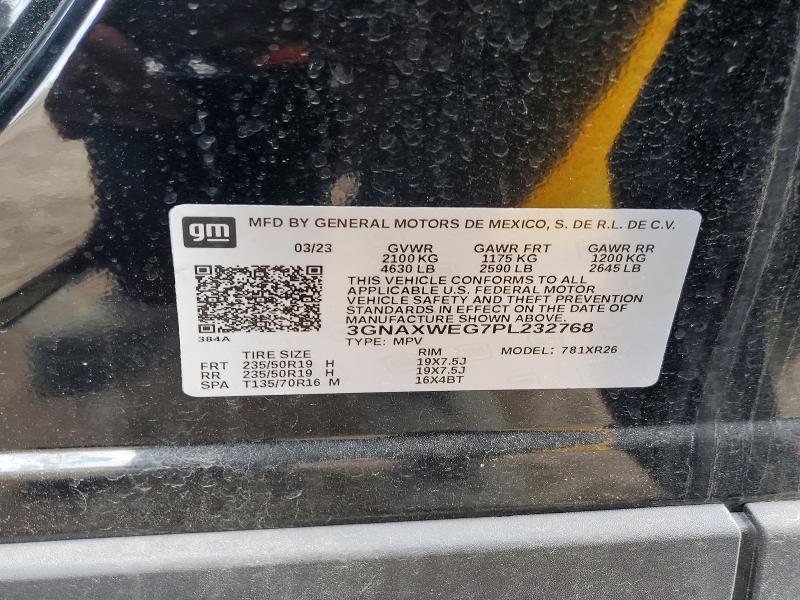 Продажа на аукционе авто 2023 Chevrolet Equinox, vin: 3GNAXWEG7PL232768, номер лота: 52316846