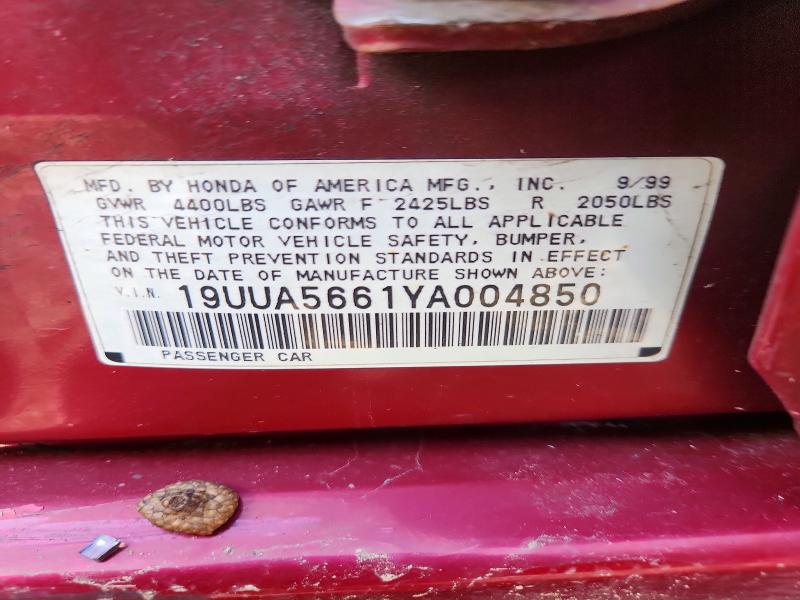 Aukcja sprzedaży 2000 Acura 3.2tl, vin: 19UUA5661YA004850, numer aukcji: 55393556