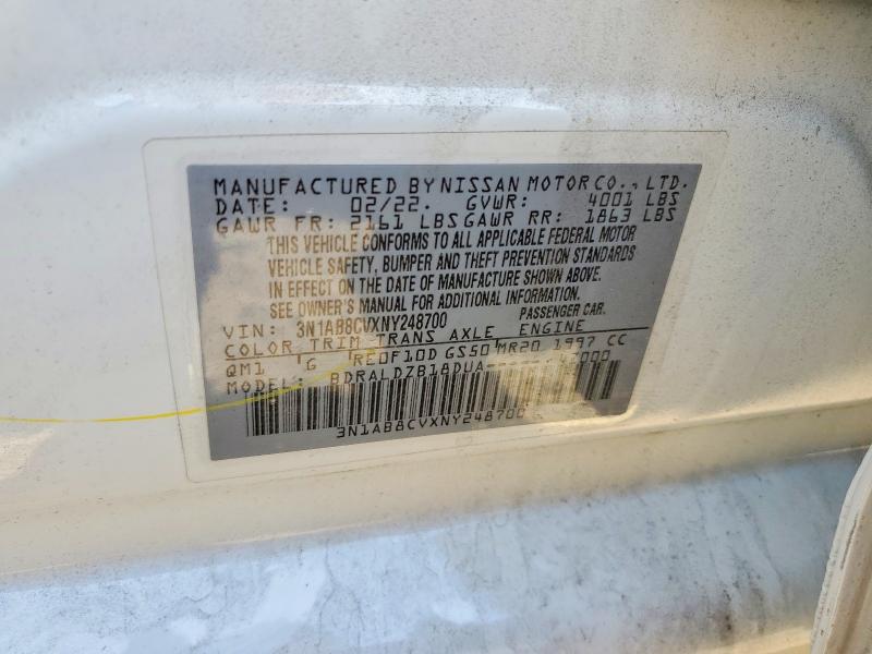 2022 Nissan Sentra მანქანა იყიდება აუქციონზე, vin: 3N1AB8CVXNY248700, აუქციონის ნომერი: 53851996
