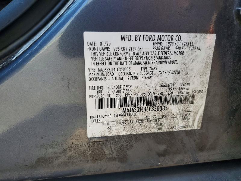Aukcja sprzedaży 2020 Ford Ecosport, vin: MAJ6S3JL4LC350335, numer aukcji: 54174076