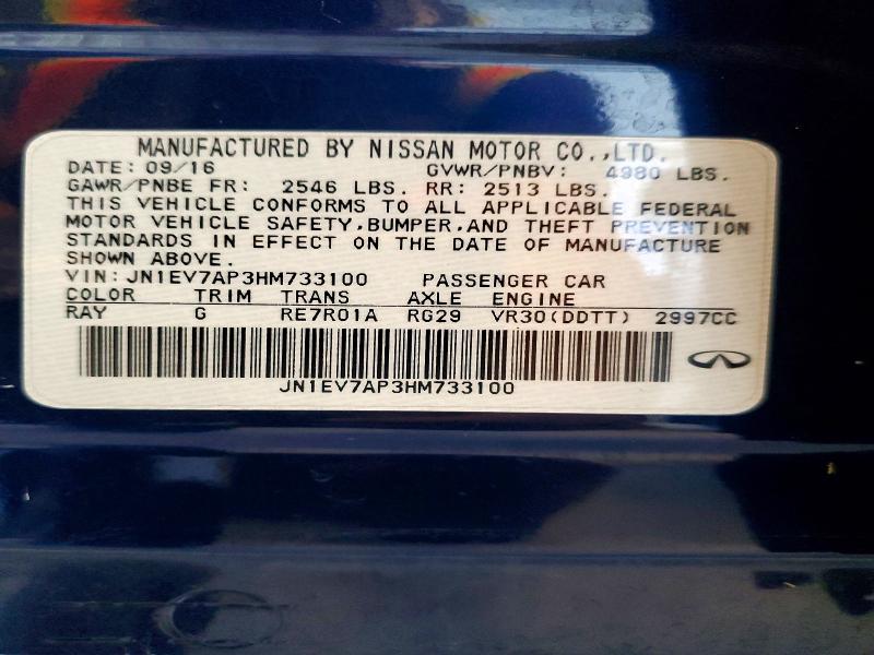 Aukcja sprzedaży 2017 Infiniti Q50, vin: JN1EV7AP3HM733100, numer aukcji: 54294566