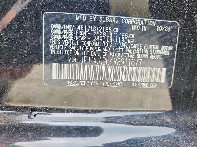 Aukcja sprzedaży 2024 Subaru Impreza, vin: JF1GUABC4R8911677, numer aukcji: 53445956