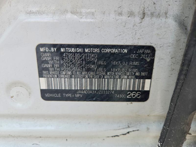 Продаж на аукціоні авто 2018 Mitsubishi Outlander, vin: JA4AD3A3XJZ033274, номер лоту: 54976376