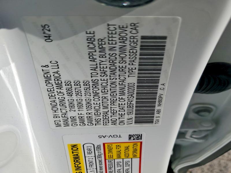 2025 Acura Tlx მანქანა იყიდება აუქციონზე, vin: 19UUB5F41SA002003, აუქციონის ნომერი: 55752676