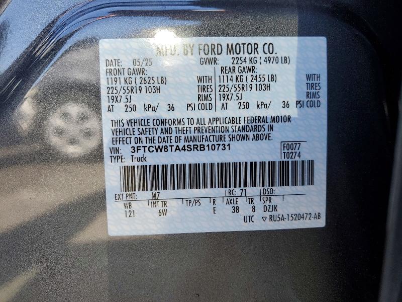 2025 Ford Maverick მანქანა იყიდება აუქციონზე, vin: 3FTCW8TA4SRB10731, აუქციონის ნომერი: 52773776