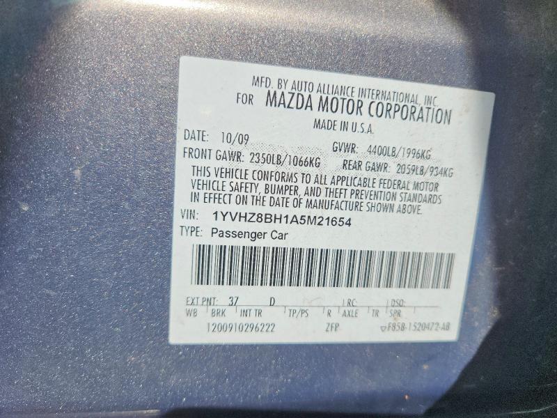 Продаж на аукціоні авто 2010 Mazda 6, vin: 1YVHZ8BH1A5M21654, номер лоту: 54903606