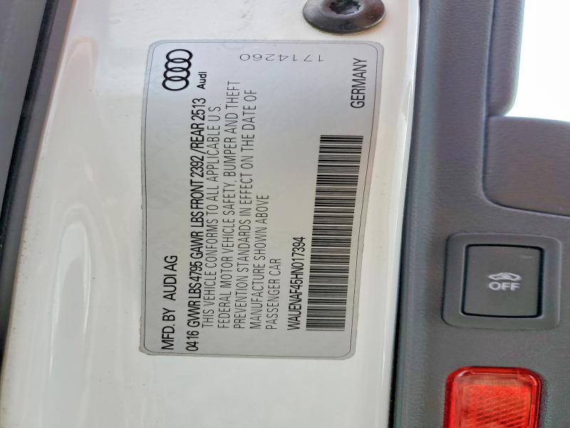 52454846 :رقم المزاد ، WAUENAF45HN017394 vin ، 2017 Audi A4 مزاد بيع