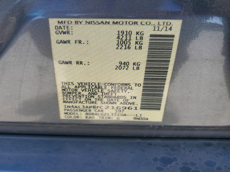 Aukcja sprzedaży 2015 Nissan Altima, vin: 1N4AL3AP8FC216961, numer aukcji: 52333726