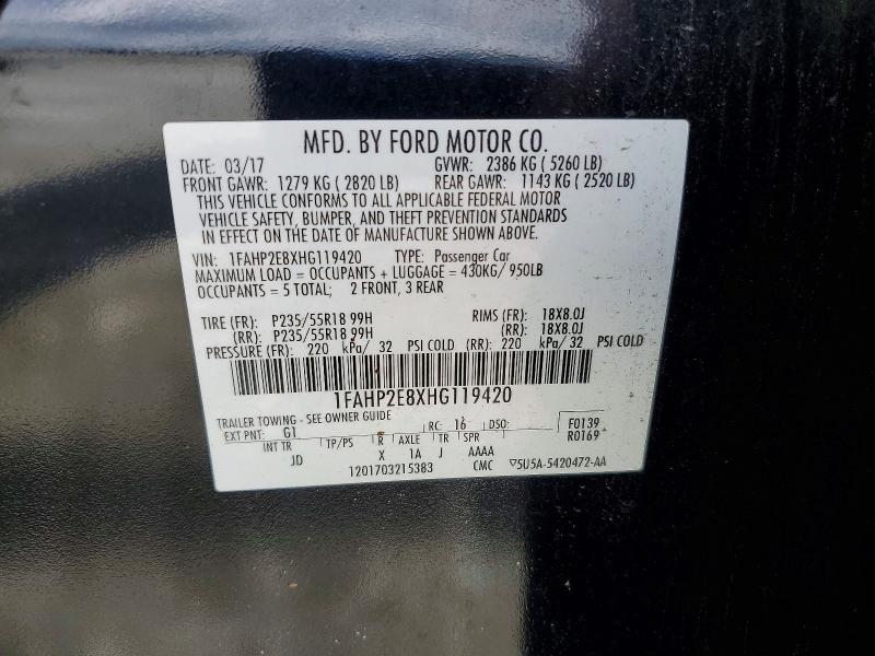 Продаж на аукціоні авто 2017 Ford Taurus, vin: 1FAHP2E8XHG119420, номер лоту: 54966276