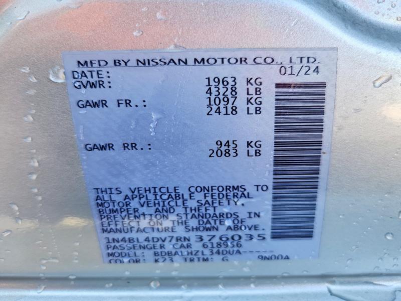 Продаж на аукціоні авто 2024 Nissan Altima, vin: 1N4BL4DV7RN376035, номер лоту: 53321606