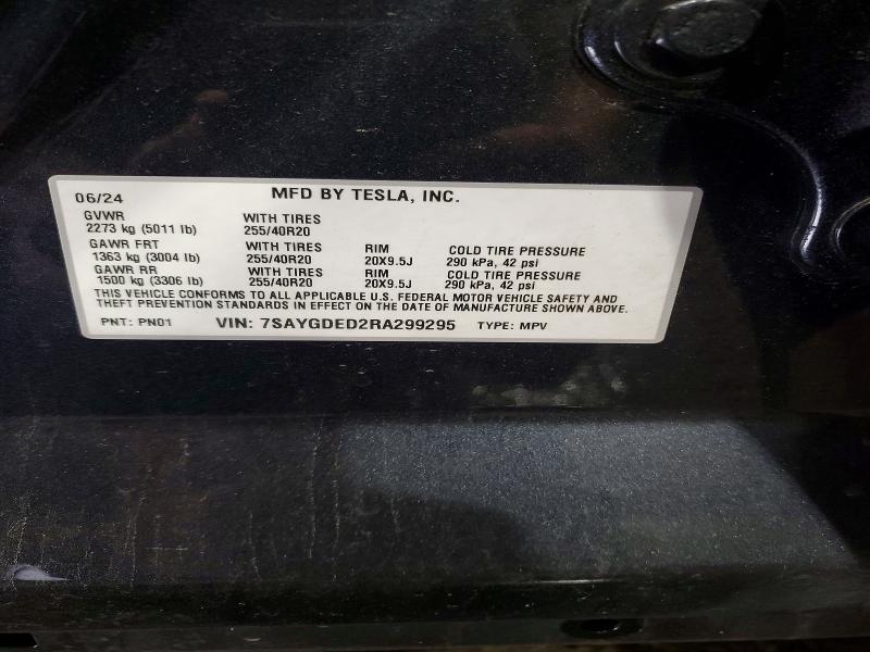 55037906 :رقم المزاد ، 7SAYGDED2RA299295 vin ، 2024 Tesla Model Y مزاد بيع