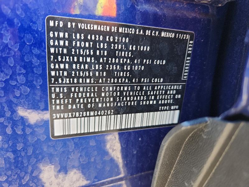 52962126 :رقم المزاد ، 3VVUX7B28RM040262 vin ، 2024 Volkswagen Taos مزاد بيع