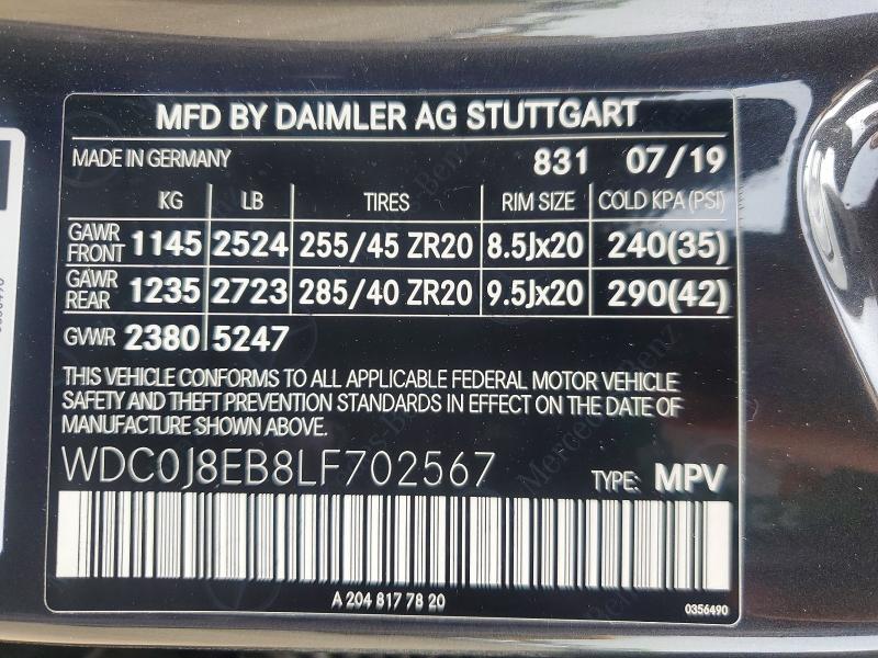 2020 Mercedes-benz Glc Coupe მანქანა იყიდება აუქციონზე, vin: WDC0J8EB8LF702567, აუქციონის ნომერი: 54403936