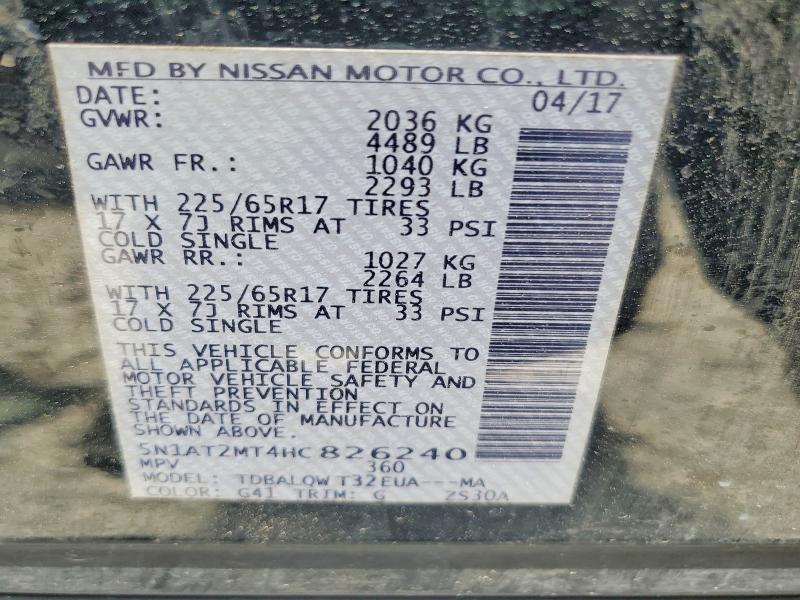 Aukcja sprzedaży 2017 Nissan Rogue, vin: 5N1AT2MT4HC826240, numer aukcji: 52724646