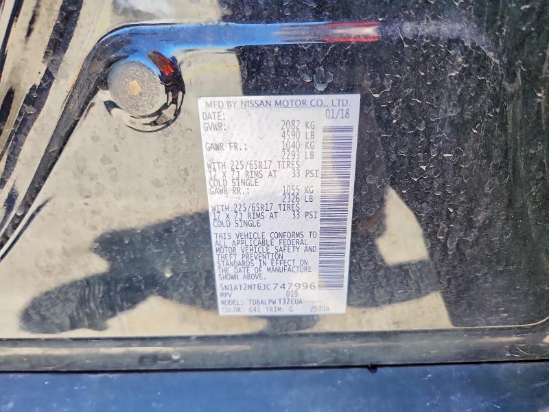 2018 Nissan Rogue მანქანა იყიდება აუქციონზე, vin: 5N1AT2MT6JC747996, აუქციონის ნომერი: 51970696