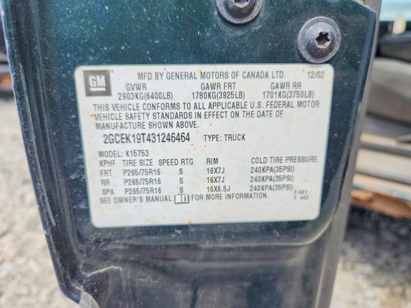 53116676 :رقم المزاد ، 2GCEK19T431246464 vin ، 2003 Chevrolet Silverado مزاد بيع