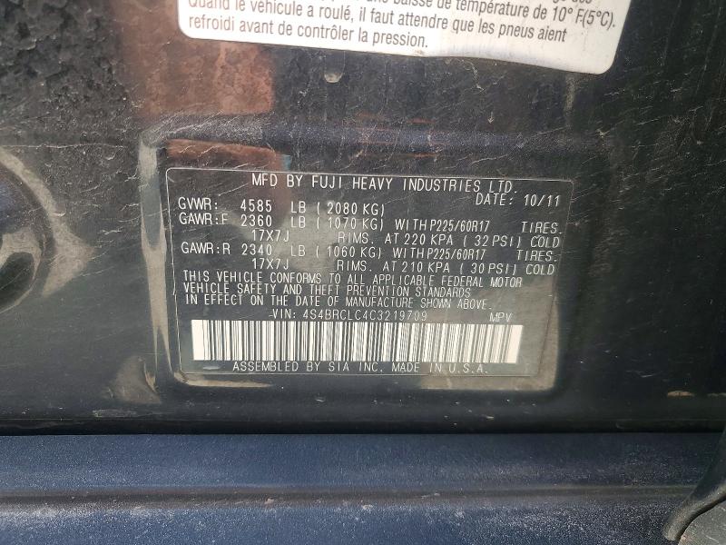 Aukcja sprzedaży 2012 Subaru Outback, vin: 4S4BRCLC4C3219709, numer aukcji: 54312216