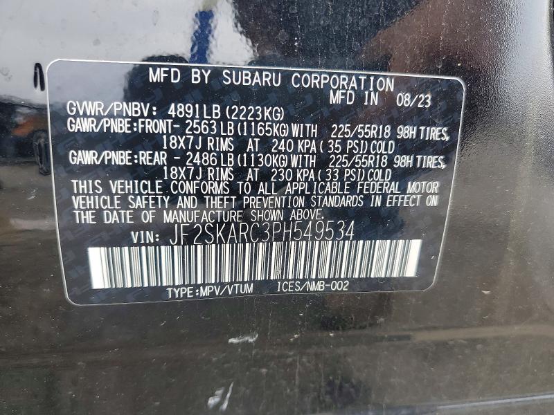 54882616 :رقم المزاد ، JF2SKARC3PH549534 vin ، 2023 Subaru Forester مزاد بيع