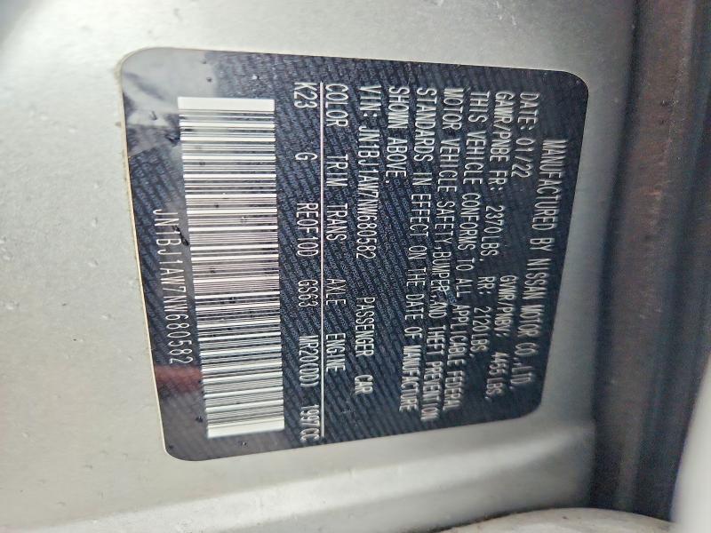 52458236 :رقم المزاد ، JN1BJ1AW7NW680582 vin ، 2022 Nissan Rogue Sport مزاد بيع