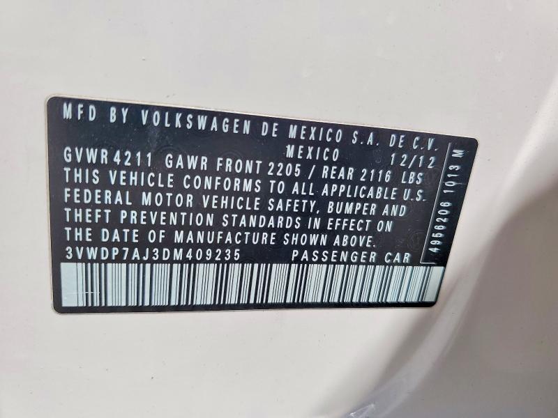 53122686 :رقم المزاد ، 3VWDP7AJ3DM409235 vin ، 2013 Volkswagen Jetta مزاد بيع