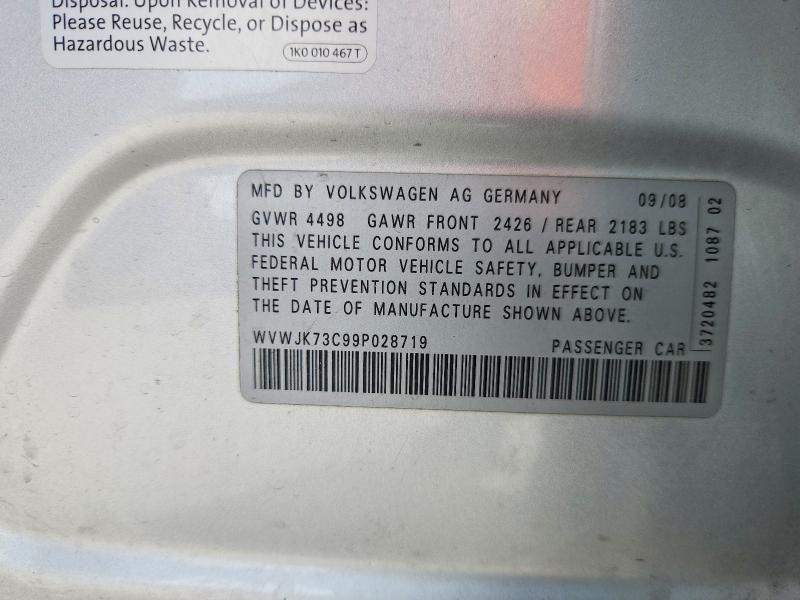 2009 Volkswagen Passat მანქანა იყიდება აუქციონზე, vin: WVWJK73C99P028719, აუქციონის ნომერი: 54712396