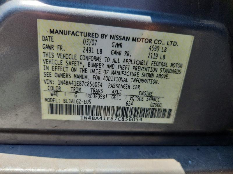Aukcja sprzedaży 2007 Nissan Maxima, vin: 1N4BA41E87C856054, numer aukcji: 54065476
