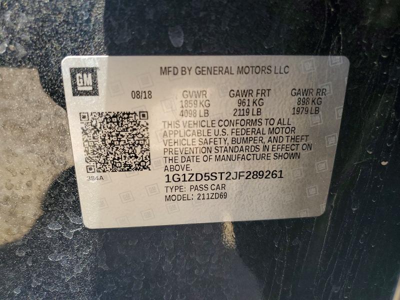 2018 Chevrolet Malibu მანქანა იყიდება აუქციონზე, vin: 1G1ZD5ST2JF289261, აუქციონის ნომერი: 52087806