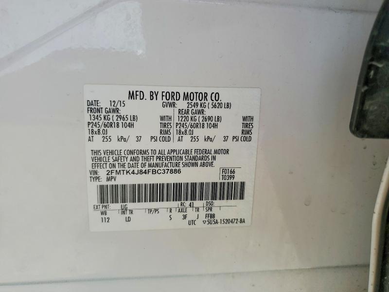 Продажа на аукционе авто 2015 Ford Edge, vin: 2FMTK4J84FBC37886, номер лота: 53751496