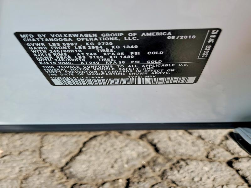 Aukcja sprzedaży 2018 Volkswagen Atlas, vin: 1V2KR2CA1JC576094, numer aukcji: 53468246