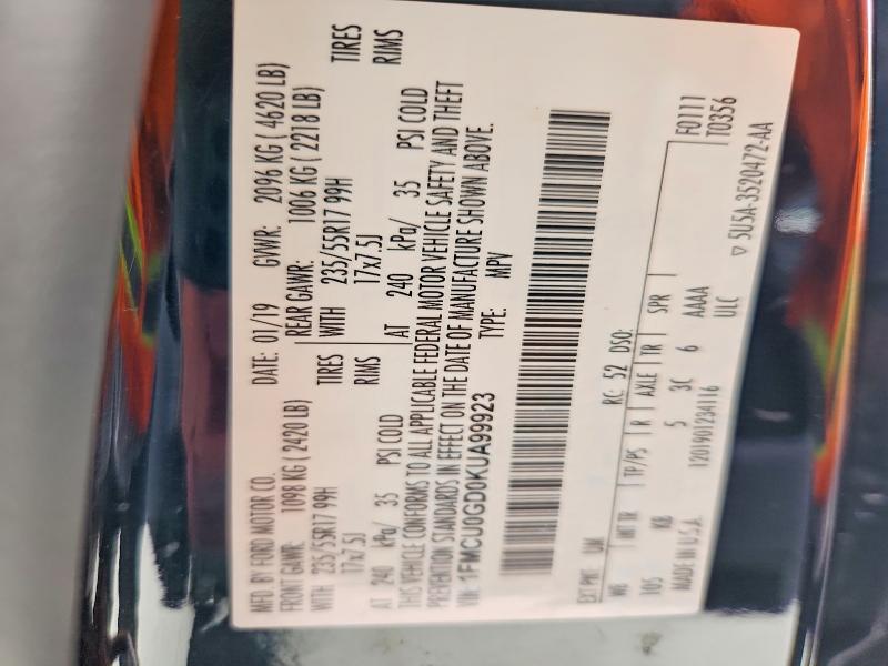 Aukcja sprzedaży 2019 Ford Escape, vin: 1FMCU0GD0KUA99923, numer aukcji: 52262886