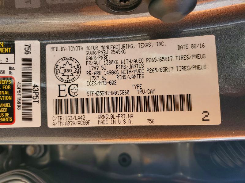Продажа на аукционе авто 2017 Toyota Tacoma, vin: 5TFHZ5BN1HX013860, номер лота: 52881566