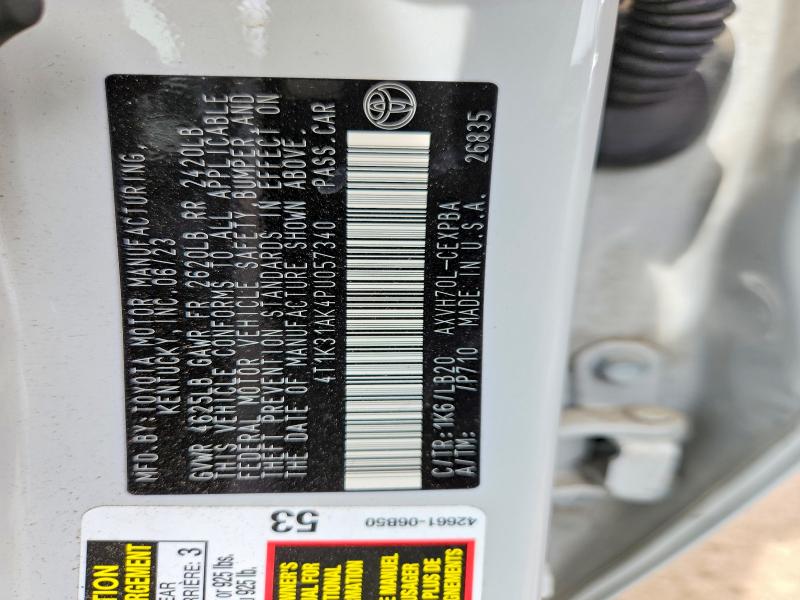 2023 Toyota Camry მანქანა იყიდება აუქციონზე, vin: 4T1K31AK4PU057340, აუქციონის ნომერი: 54794806