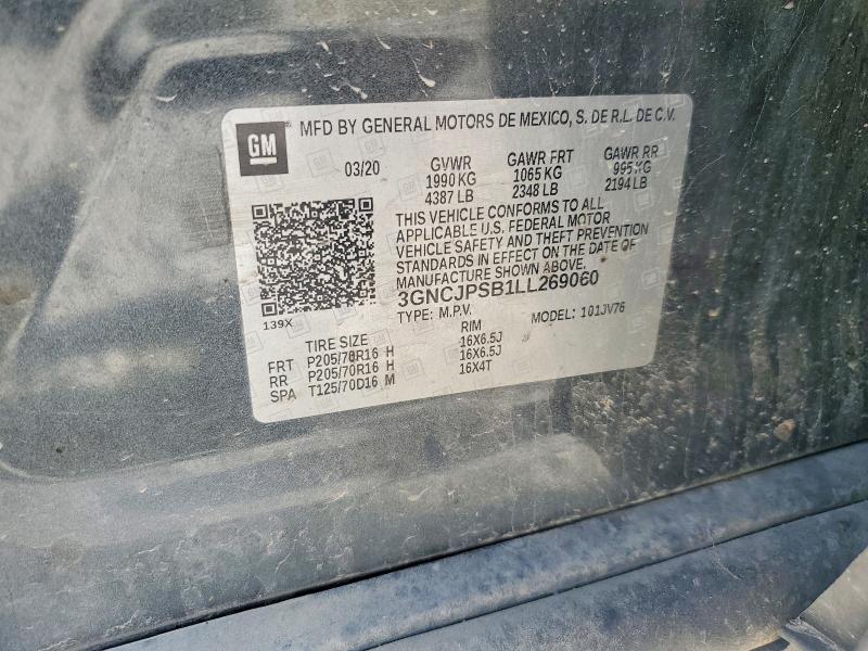 Продажа на аукционе авто 2020 Chevrolet Trax, vin: 3GNCJPSB1LL269060, номер лота: 53380236
