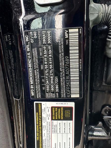 52941656 :رقم المزاد ، 4JGFF5KE8LA077689 vin ، 2020 Mercedes-benz Gls مزاد بيع