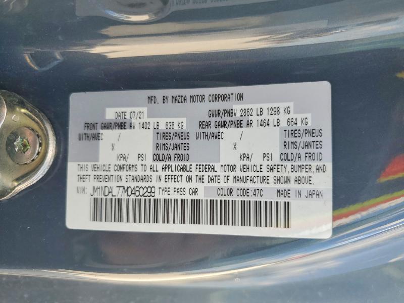 Aukcja sprzedaży 2021 Mazda Mx-5 Miata, vin: JM1NDAL77M0460299, numer aukcji: 53058946