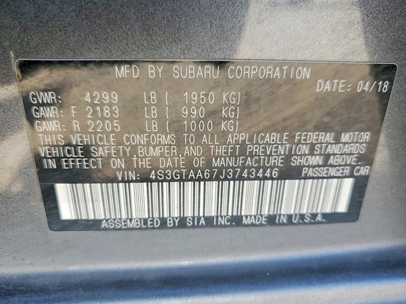 Продаж на аукціоні авто 2018 Subaru Impreza, vin: 4S3GTAA67J3743446, номер лоту: 54667076
