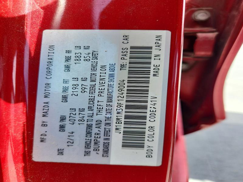 2015 Mazda 3 მანქანა იყიდება აუქციონზე, vin: JM1BM1M39F1249004, აუქციონის ნომერი: 52918656