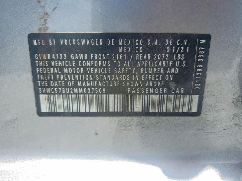 54558166 :رقم المزاد ، 3VWC57BU2MM037509 vin ، 2021 Volkswagen Jetta مزاد بيع