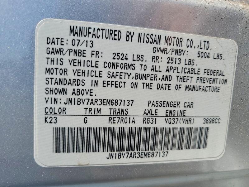 Продажа на аукционе авто 2014 Infiniti Q50, vin: JN1BV7AR3EM687137, номер лота: 53413446