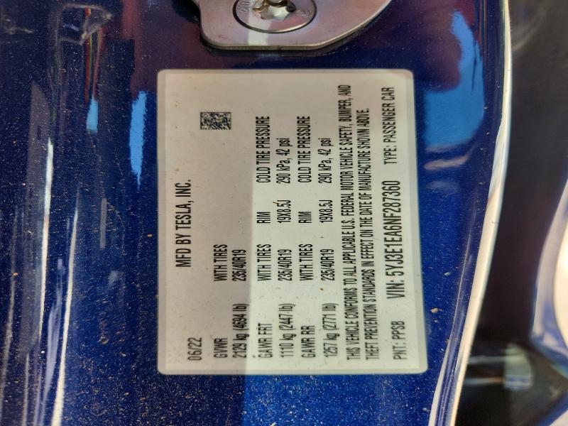 Продажа на аукционе авто 2022 Tesla Model 3, vin: 5YJ3E1EA6NF287360, номер лота: 53692996