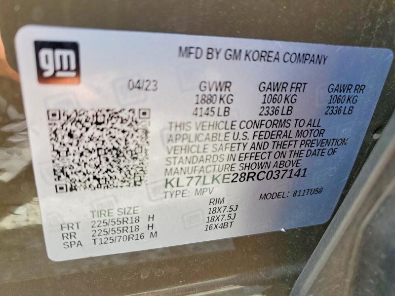 Aukcja sprzedaży 2024 Chevrolet Trax, vin: KL77LKE28RC037141, numer aukcji: 54504556
