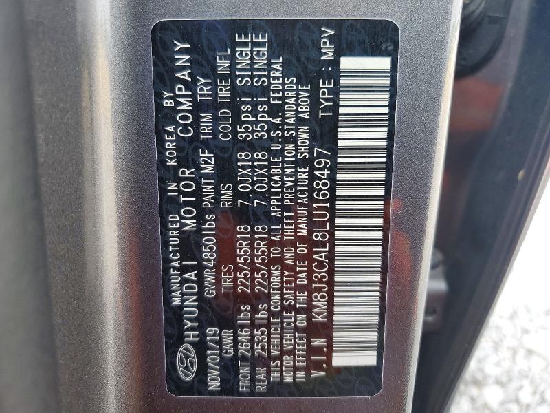 54640846 :رقم المزاد ، KM8J3CAL8LU168497 vin ، 2020 Hyundai Tucson مزاد بيع