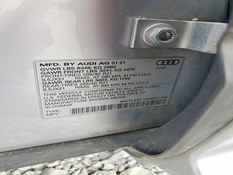 Auction sale of the 2021 Audi Q7, vin: WA1LXAF73MD027785, lot number: 51462876