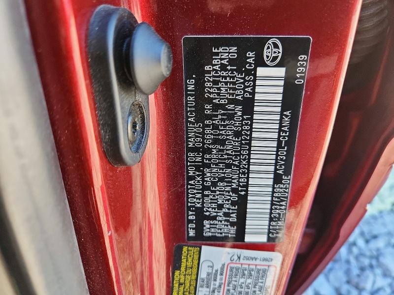 2006 Toyota Camry მანქანა იყიდება აუქციონზე, vin: 4T1BE32K56U122831, აუქციონის ნომერი: 53653876