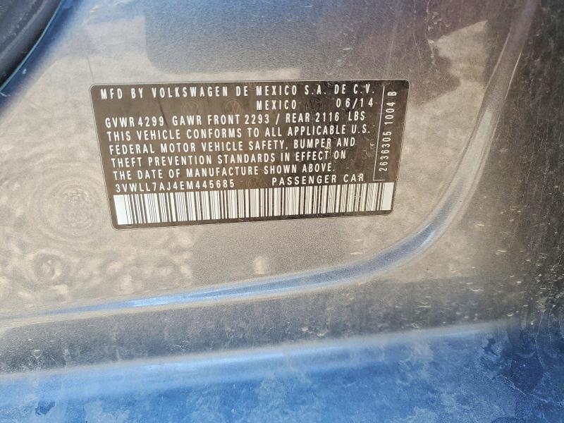 52858336 :رقم المزاد ، 3VWLL7AJ4EM445685 vin ، 2014 Volkswagen Jetta مزاد بيع
