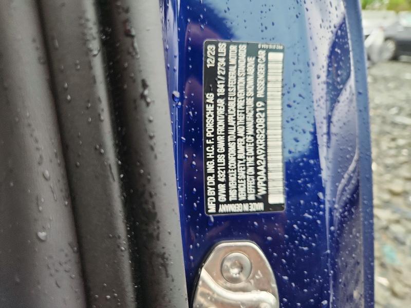 Aukcja sprzedaży 2024 Porsche 911, vin: WP0AA2A9XRS208219, numer aukcji: 54148046