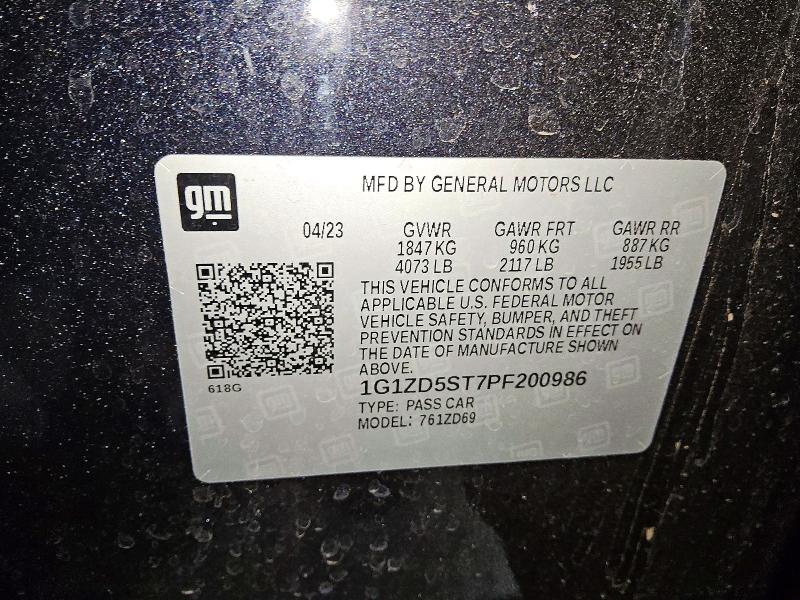 Aukcja sprzedaży 2023 Chevrolet Malibu, vin: 1G1ZD5ST7PF200986, numer aukcji: 52776996