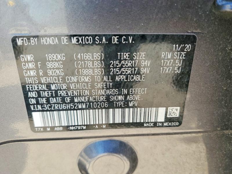 54923886 :رقم المزاد ، 3CZRU6H52MM710206 vin ، 2021 Honda Hr-v مزاد بيع