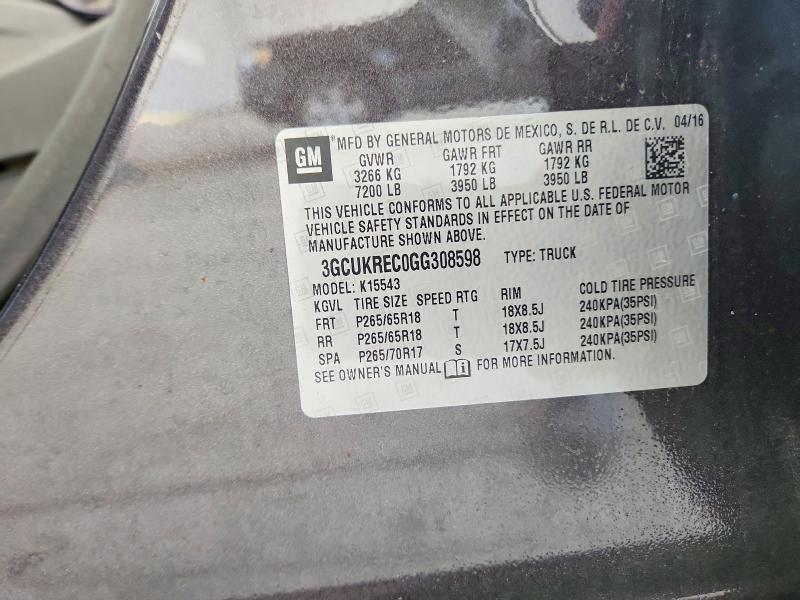 Aukcja sprzedaży 2016 Chevrolet Silverado, vin: 3GCUKREC0GG308598, numer aukcji: 53010666