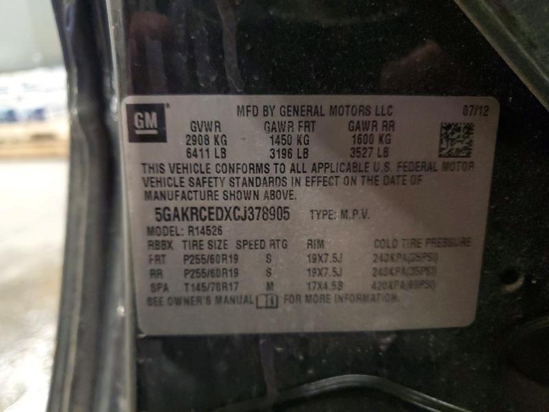 2012 Buick Enclave მანქანა იყიდება აუქციონზე, vin: 5GAKRCEDXCJ378905, აუქციონის ნომერი: 52921906